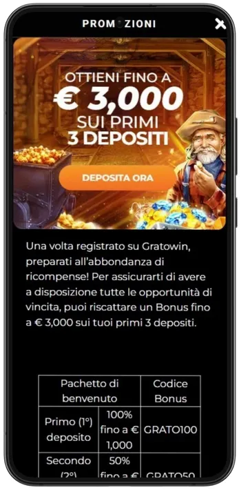 Gratowin Casinobonus di benvenuto