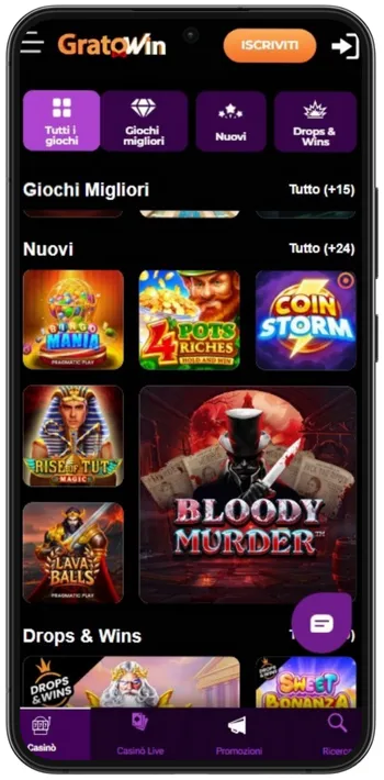 Gratowin Casinonuovi giochi