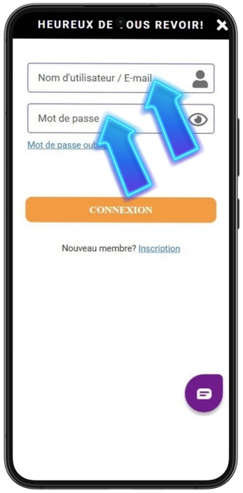 Saisissez vos informations de connexion