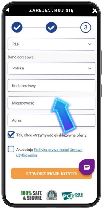 Szczegóły adresu w formularzu